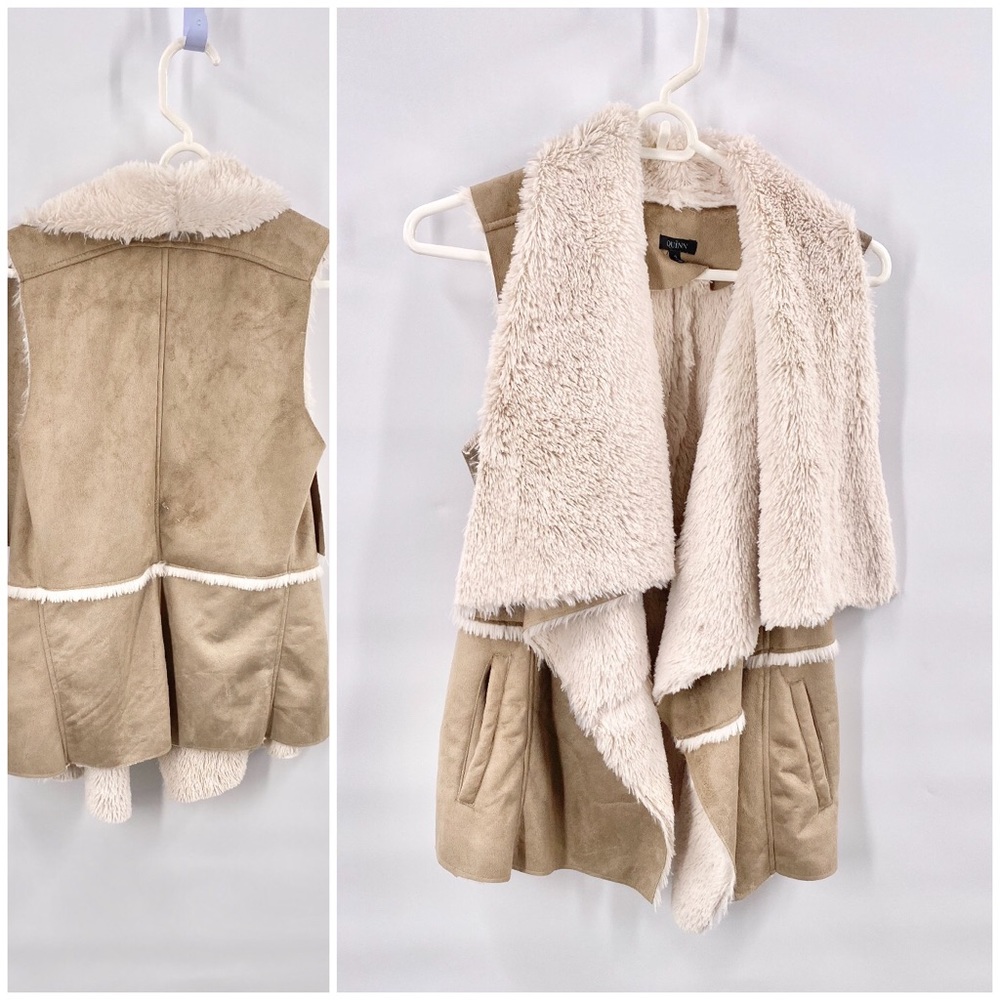 Quinn Faux Suede Waterfall Collar Vest S
